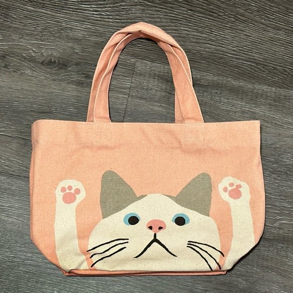 Genki Kitten Cat Tote Bag ❘ Travel Bag ❘ Causal Bag ❘ 2-Handle Bag ❘ AnimalPrint - Picture 1 of 5